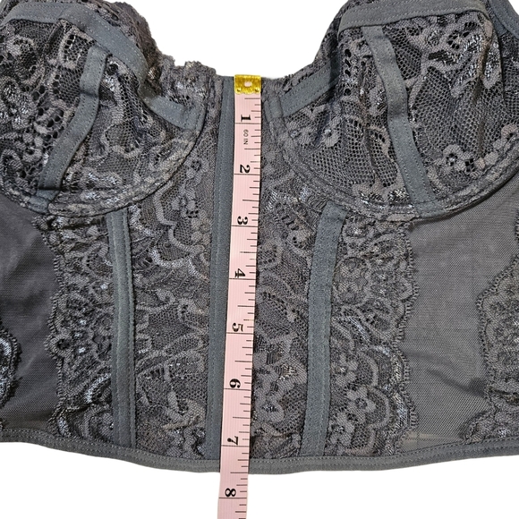 Full Tilt Lace Corset Style Top, Dusk Grey, Large - Picture 15 of 15